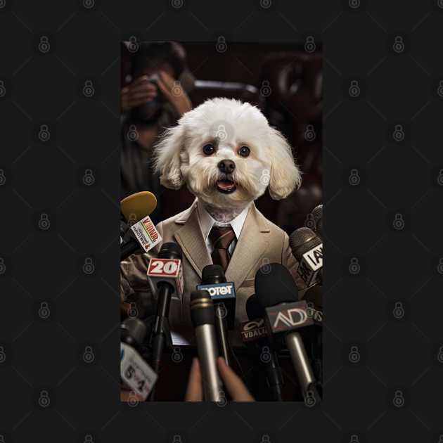 cute dog with suit doing interview for TV by Maverick Media