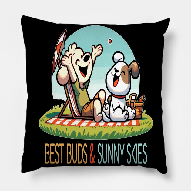 Picnic Pals - Best Buds and Sunny Skies Pillow by maknatess