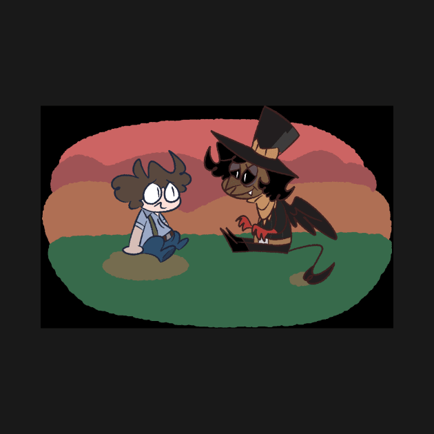 Edgar and Ringmaster Raven In Field by Sleepy Biker