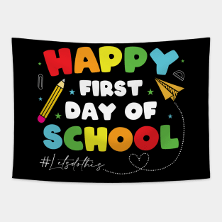 Happy First Day Of School Shirt Teacher Back To School Boys Girls Tapestry