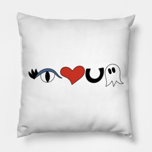 Cute Eye Love You Boo Cartoon Text Art Horizontal Pillow