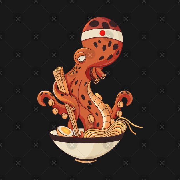 Japanese Octopus eating Ramen by tatadonets