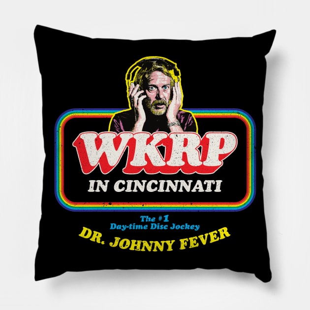 Dr. Johnny Fever WKRP in Cincinnati Pillow by Alema Art