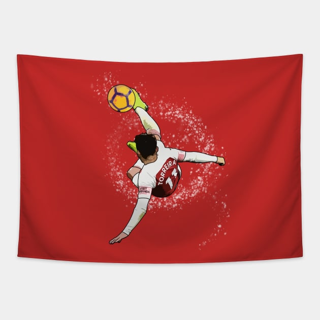 Torreira Bicycle Kick Tapestry by InspireSoccer