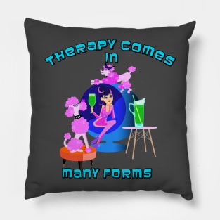 Therapy Comes in Many Forms (Poodles & Cocktails) Pillow