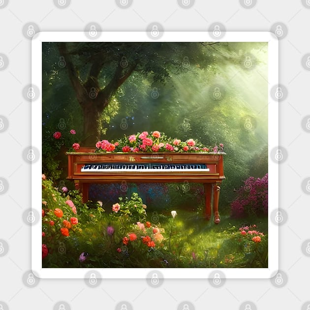 Piano in Flowers Magnet by cuteandgeeky