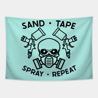 Sand Tape Spray Repeat Auto Body Mechanic Painter Garage Funny Tapestry