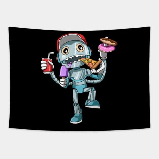 Kids Birthday Funny Robot Unhealthy Food Bday Party Tapestry