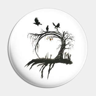 inc tree wood and raven Pin