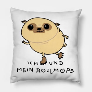 funny pug drives inline skates Pillow