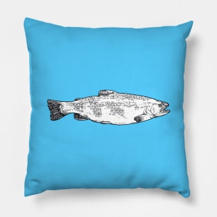 Drawing of a trout Pillow