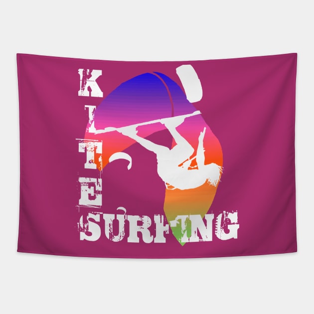 Kite Surfing WIth Freestyle Kitesurfer And Kite 10 Tapestry by taiche
