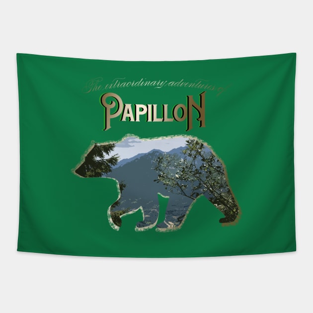 Papillon, Europe's most wanted bear Tapestry by Blacklinesw9