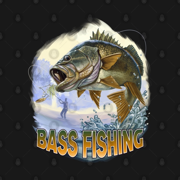 Bass Fisherman Fishing Gift USA Fisherman Christmas Gift by woormle