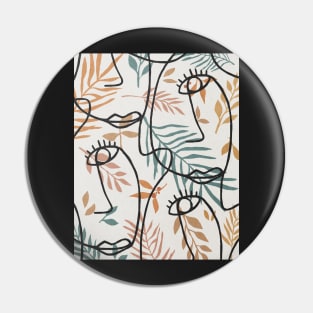 Plants and faces, abstract mid century art Pin