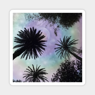 Summer Holographic Gradient Palm Trees Design Magnet