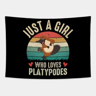 Just A Girl Who Loves Platypodes Funny Platypus Duckbill Australian Platypus Lover Tapestry