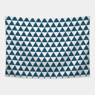 Dark Blue Geometric Triangle Pattern Abstract Minimal Design Tapestry