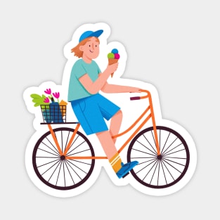 Cyclist with icecream Magnet