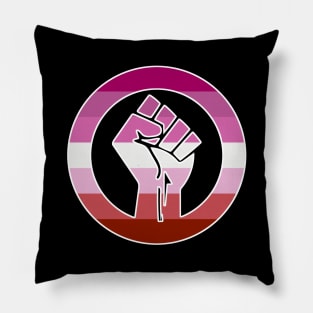 Black Lives Matter Fist Circled LGBTQ Flag Lipstick Lesbian Pillow