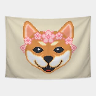 Kopie von Shiba Inu Pixel Art Tapestry