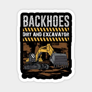 Funny Excavator and Construction Worker Heavy Equipment Magnet