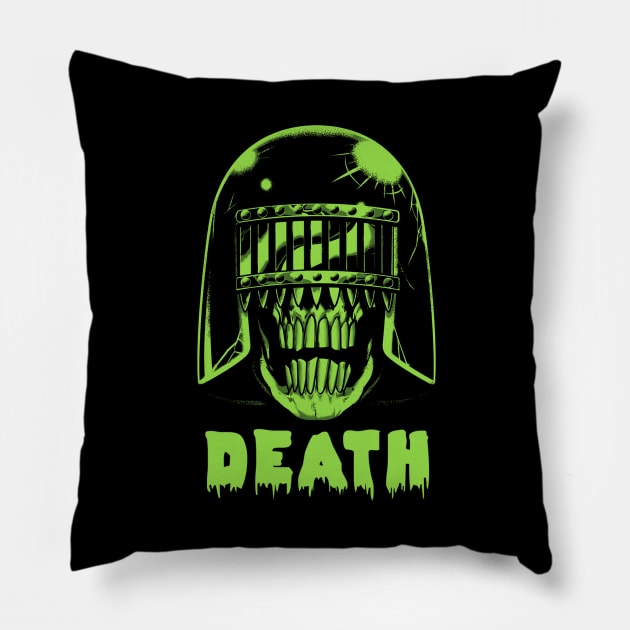 Judge Death (Black Print) Pillow by Nerdology