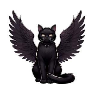 Black Cat Gothic Angel Dark Angel T-Shirt