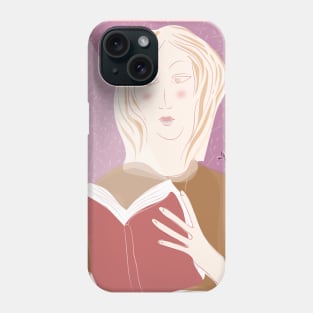 Reader girl with vase of flowers Phone Case