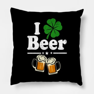 Shamrock I Love Beer | Funny Irish St Pat's Paddy Patrick Patty's Day T-Shirt Beer Lover Gift Pillow