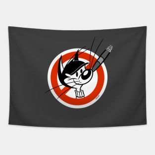 No Smoking Cat Sign Retro 30s Cartoon Rubber Hose Style Tapestry