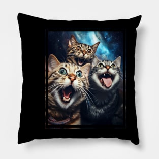 Funny Cat Moon Selfie Cute Kitten Pillow