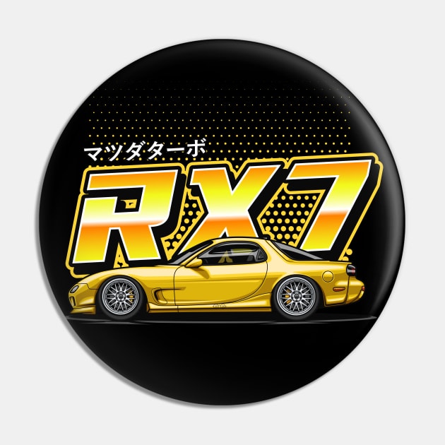 RX7 FD Retro Style (Sunshine Yellow) Pin by Jiooji Project