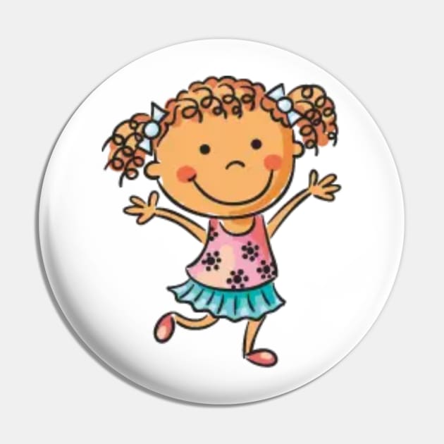 Charming Doll - Little Girl Illustration Pin by Pieartscreation