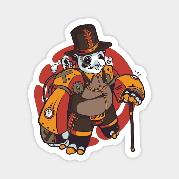 Awesome Steampunk Panda Illustration Magnet by SLAG_Creative