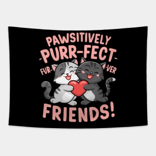 Pawsitively Purrfect Furever Friends Cute Cat Design Tapestry