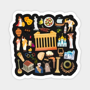 Greece Travel Icons Magnet