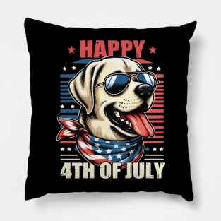 USA Happy 4th of July Patriotic American Labrador Retriever Pillow