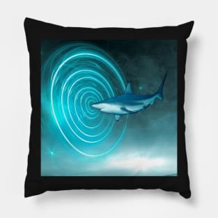 Shark in Space Fantasy Graphic Art Design Pillow