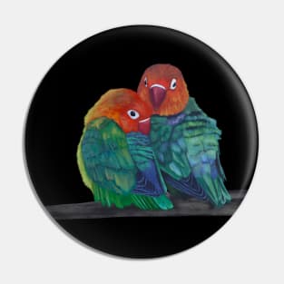 Two Colorful Loverbird Parrots Pin