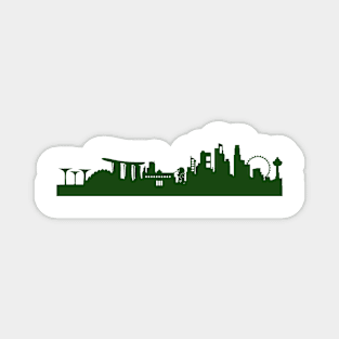 SINGAPORE skyline in forest green Magnet