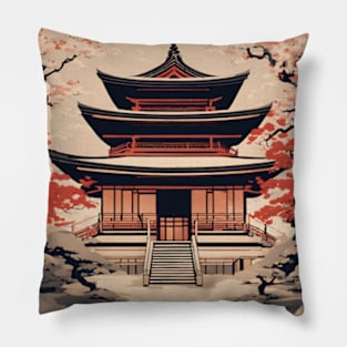 aesthetic Japanese temple art Pillow