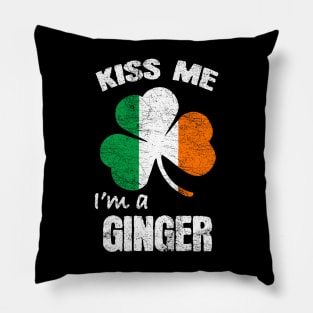 Kiss Me I'm A Ginger St Patricks Day Ireland Shamrock Flag Pillow