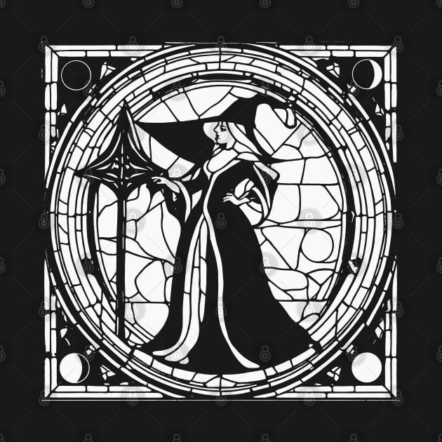 Stained Glass Witch (White) by The Tee Bizarre