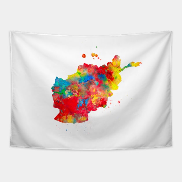 Afghanistan Watercolor Map Painting - Red Tapestry by Miao Miao Design