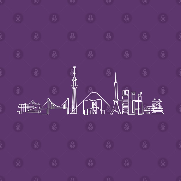 Tokyo Skyline in a single line, purple by PauRicart