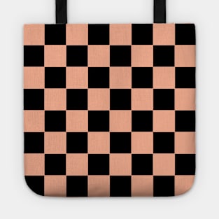 Burlywood and Black Chessboard Pattern Tote