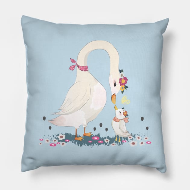 Mommy goose love his child Pillow by Mako Design 