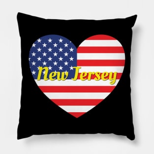 New Jersey American Flag Heart Pillow