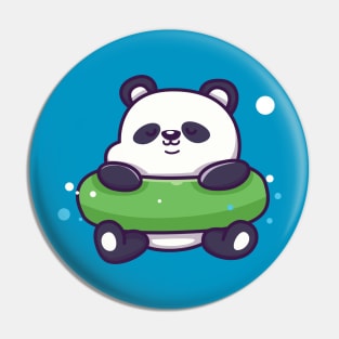 Cute Panda With Swim Ring Pin